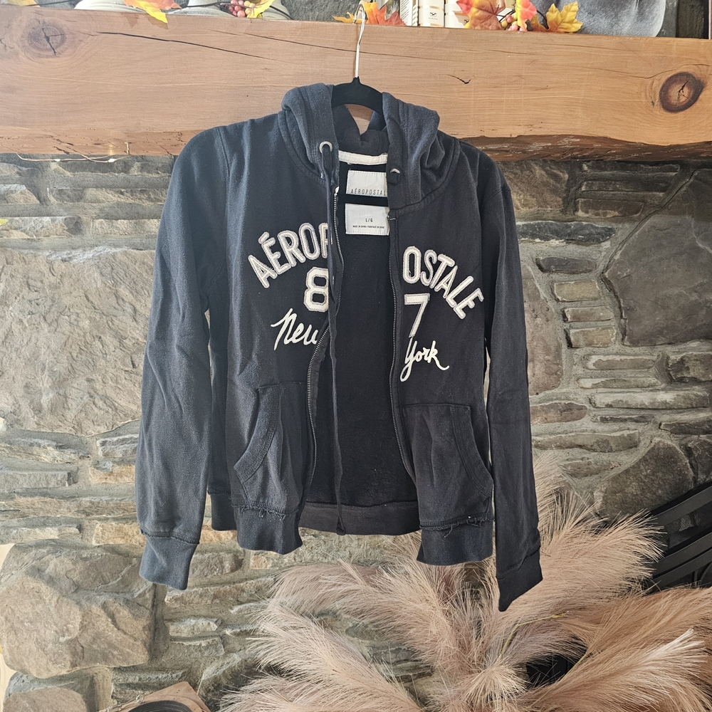 Aeropostale Black Full-Zip Sweatshirt